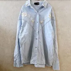 THUMS UP サムズアップ ビーズ＆スパンコール刺繍 シャツ 【M】