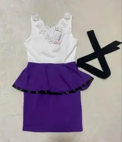 Tika フラワー刺繍 ミニドレス S 白 紫 新品タグ付き キャバドレス