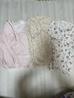 長袖　ロンパース　3点セット　ピンク　いちご　お花　秋　冬