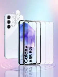 Galaxy A55 5G ガラスフィルム(3枚)+カメラフィルム（2枚）