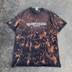 鬼フェード キリスト系十字架プリントTシャツ M-L グランジ 鬼ボロ 襤褸