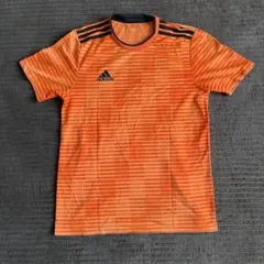 adidas オレンジ ストライプ 半袖シャツ
