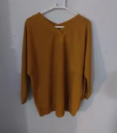 GLACIER セーター Vネック マスタード 無地 長袖