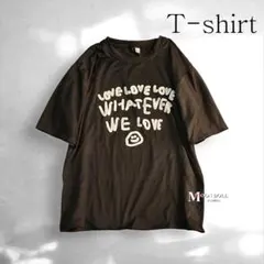 【～3L相当】ストリートカジュアルスマイルTシャツ*黒