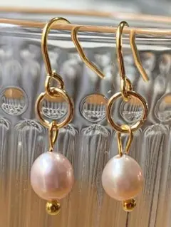 ピアス　ハンドメイド　パール　天然石