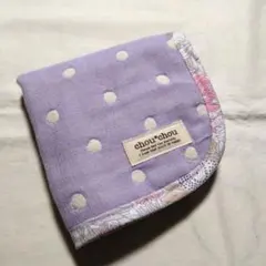 1点のみ！パープルドット＆リバティ☆6重ガーゼハンカチ　タオル
