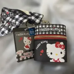 Helloキティ　スカーフ付きチェック柄チャームポーチ