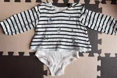 【petit main】ピーターラビットコラボ ボーダーロンパース