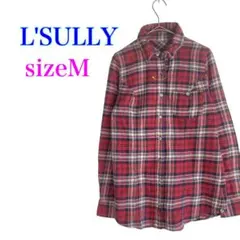 【美品】ルスリー チェック柄シャツ(M)赤×紺×白 長袖 カジュアル