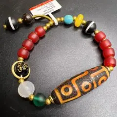 チベット護摩供養済み九眼天珠 多宝ブレスレット 強い守護波動 風化 