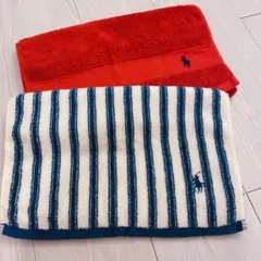 新品　ポロ・ラルフ・ローレン タオル　セット　赤　ボーダー　ふわふわ