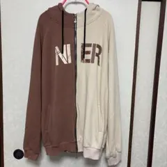 NieR バイカラー ジップアップ ミケ　猫耳フードパーカー