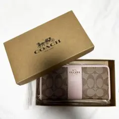 COACH 長財布 ブラウン/ピンク