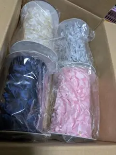 サテンフリルリボン 25mm×約5m 4色セット ユザワヤ 未使用