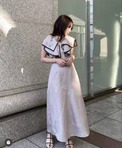 SNIDEL フリルカラーノースリーブワンピース BEG ベージュ 0