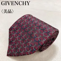 【美品】ジバンシー ネクタイ シルク100% 赤 総柄 フランス製 高級 Y11