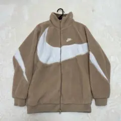 【美品】NIKE ボア リバーシブル ジャケット スウッシュ ベージュ Lサイズ