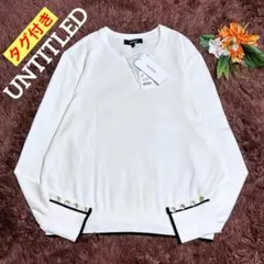 タグ付き✨️大きいサイズ44　UNTITLED　袖金ボタンニット　セーター　白