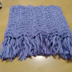 手編み　マフラー　紫系