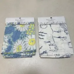 セリア　手ぬぐい風タオル 2枚セット 花柄 ハリネズミ柄のサムネイル