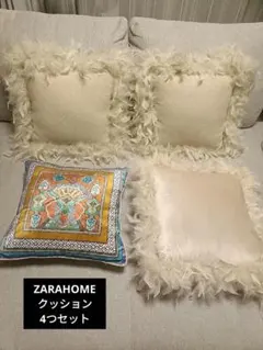 【ZARA ザラホーム】フラワーアップリケ&ステッチ　クッションカバー ZARAHOME ザラホーム】フラワーアップリケ&ステッチ クッションカバー