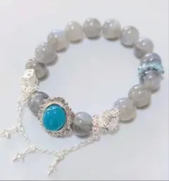 デザインブレスレット アクアマリン ラブラドライト 天然石 パワーストーン