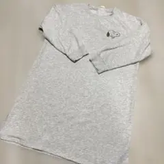 スヌーピー PEANUTS 裏起毛 スウェット ワンピース ライトグレー LL