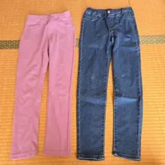 140サイズ ピンクとデニムのパンツセット