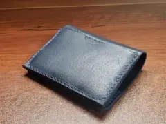 ネイビー レザー コンパクト財布