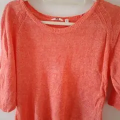 UNIQLOオレンジ 五分袖 ニットセーター