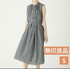 無印良品 ノースリーブ ギンガムチェック ワンピース S