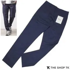 新品 L THE SHOP TK ヘリンボーン ストレッチ テーパードパンツ 紺