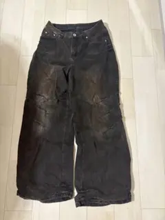 ワイドデニムパンツ ウォッシュド加工 バギー Y2K hiphop