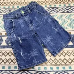 ZARA キッズ デニムハーフパンツ 122cm パームツリー柄 半ズボン