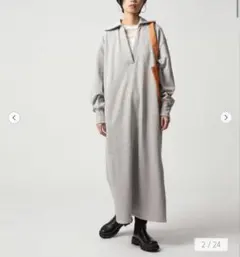 CITEN スキッパーネック スウェットワンピース グレーのサムネイル