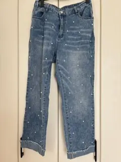 SHEIN パール付き デニムパンツ ジーンズ デニム　0XLのサムネイル