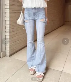 INGNI イング　サイドリボンカットアウトフレアデニムパンツ　Mサイズ