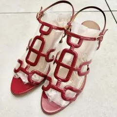 HERMESエルメス　シェーヌダンクル　エナメル サンダル レッド　37のサムネイル