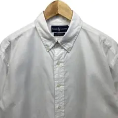 90s ラルフローレン YARMOUTH 白 刺繍ポニー 長袖 BDシャツ