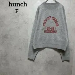 hunch ハンチ　カレッジロゴプリントニット　プルオーバー Free