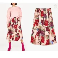 ZARA ザラ　花柄スカート　完売　牡丹柄