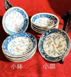 有田焼　青い花柄の陶磁器皿 10枚セット