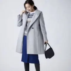 美品✨23区　ウールアンゴラ フーデットコート グレー ロングコート