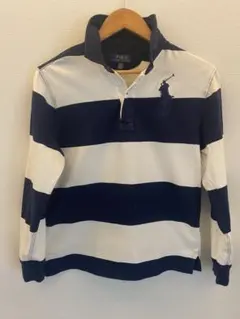 ポロラルフローレン ラガーシャツ ネイビー/ホワイト サイズL/G 14-16
