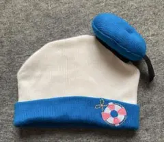 ディズニー　ドナルドダック　ニット帽　帽子　かぶりもの　被り物　白　青　58㎝
