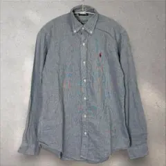 ポロバイラルフローレン 80s初期 ボタンダウンシャツ 長袖 ブルー系 古着