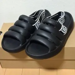 極美品！UGG SPORT YEAH 24cm ヒールロゴストラップ 黒 - メルカリ