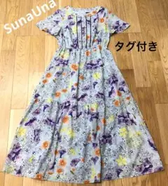 スーナウーナ SunaUna ペンシルフラワープリントワンピース　ブルー　花柄のサムネイル
