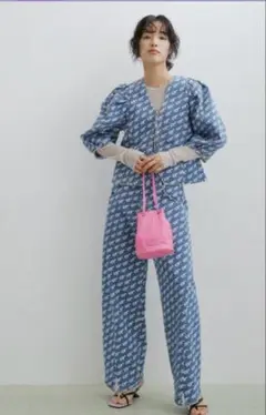 ADAM ET ROPE FEMME ロゴプリントワイドパンツ 36