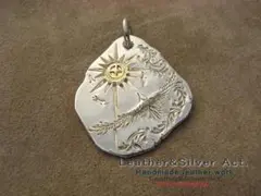 1点物　ハンドメイドシルバーネックレス　シルバー925、ｋ18　たたき　トップ